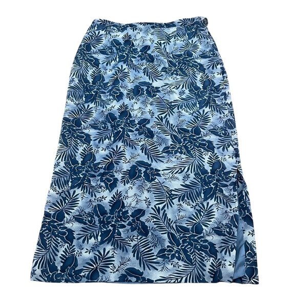 Pendleton Skirt Women 14 Blue‎ Floral Fern All Silk Lined A-Line Liquid Classic - Picture 1 of 11